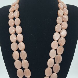 Pietra di luna salmone ovale piatto 20x15mm