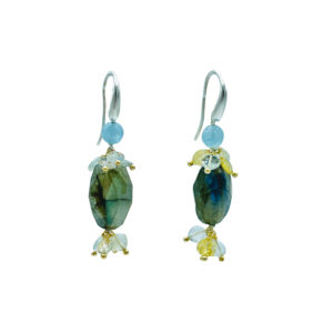 Orecchini in labradorite e acquamarina mix