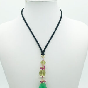 Ciondolo in quarzo lemon, calcedonio e zirconi