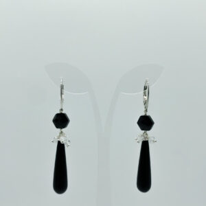 Orecchini con onice nero, cristallo e melanite