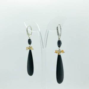Orecchini con onice nero, citrino e melanite