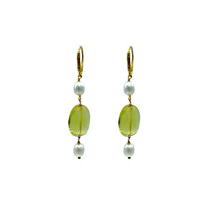 Orecchini in perle e quarzo lemon